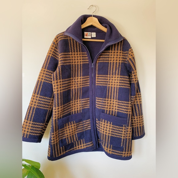 Vintage Navy Plaid Fleece Shacket - Picture 1 of 7